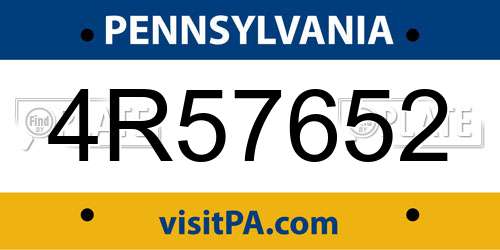 4R57652 Pennsylvania License Plate