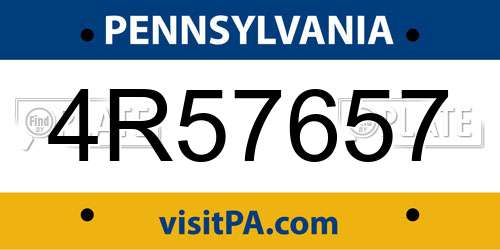 4R57657 Pennsylvania License Plate
