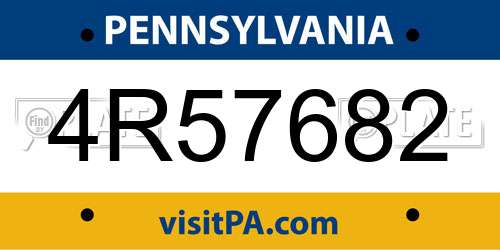 4R57682 Pennsylvania License Plate