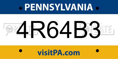 4R64B3 Pennsylvania License Plate