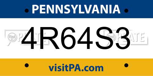 4R64S3 Pennsylvania License Plate