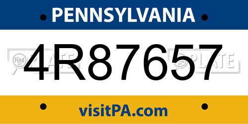 4R87657 Pennsylvania License Plate