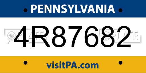 4R87682 Pennsylvania License Plate