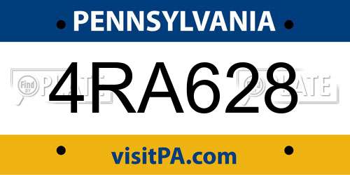 4RA628 Pennsylvania License Plate