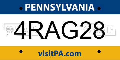 4RAG28 Pennsylvania License Plate