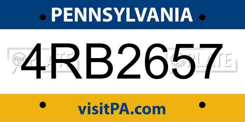 4RB2657 Pennsylvania License Plate