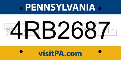 4RB2687 Pennsylvania License Plate