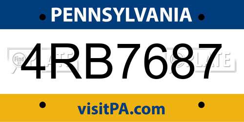 4RB7687 Pennsylvania License Plate