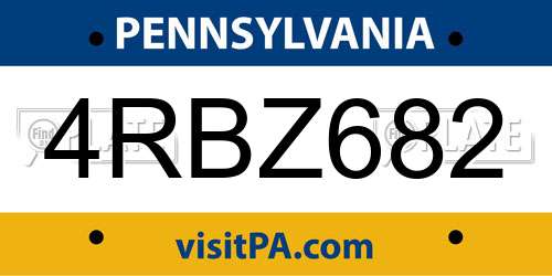 4RBZ682 Pennsylvania License Plate