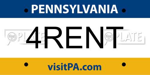 4RENT Pennsylvania License Plate