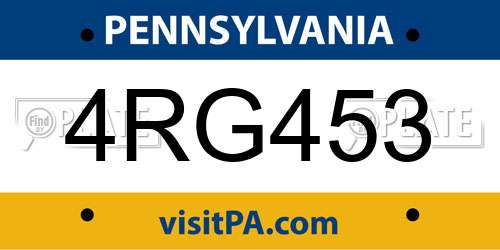 4RG453 Pennsylvania License Plate