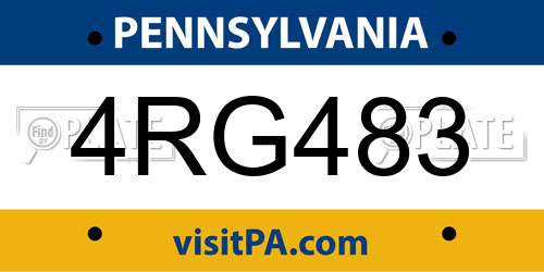 4RG483 Pennsylvania License Plate