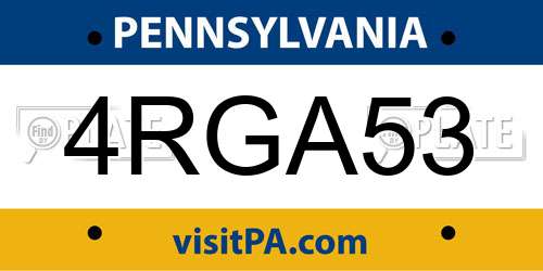 4RGA53 Pennsylvania License Plate