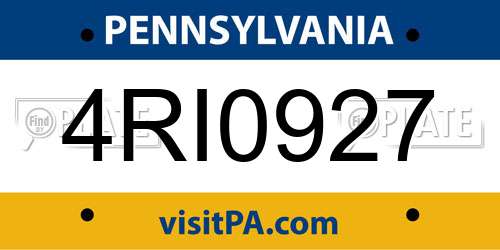 4RI0927 Pennsylvania License Plate