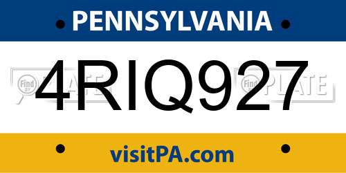 4RIQ927 Pennsylvania License Plate