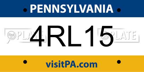 4RL15 Pennsylvania License Plate