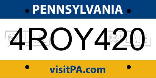 4ROY420 Pennsylvania License Plate