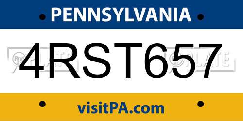 4RST657 Pennsylvania License Plate