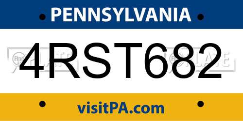 4RST682 Pennsylvania License Plate