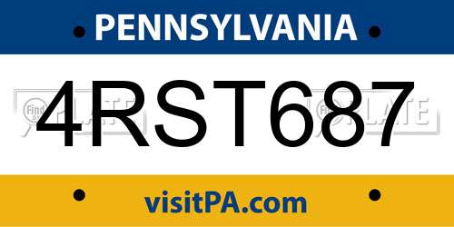 4RST687 Pennsylvania License Plate