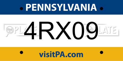 4RX09 Pennsylvania License Plate