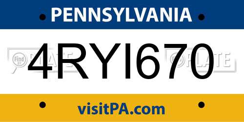 4RYI670 Pennsylvania License Plate