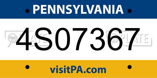 4S07367 Pennsylvania License Plate