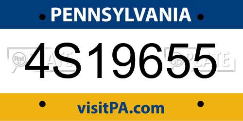 4S19655 Pennsylvania License Plate