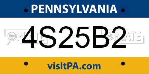 4S25B2 Pennsylvania License Plate