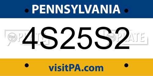 4S25S2 Pennsylvania License Plate