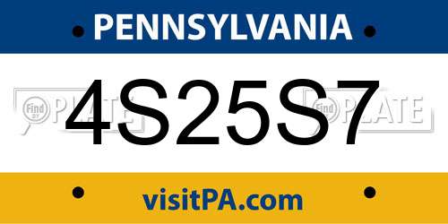 4S25S7 Pennsylvania License Plate