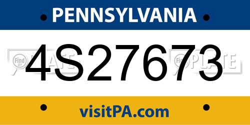 4S27673 Pennsylvania License Plate