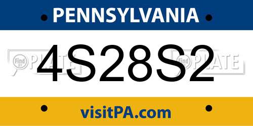 4S28S2 Pennsylvania License Plate