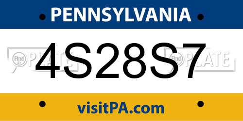 4S28S7 Pennsylvania License Plate