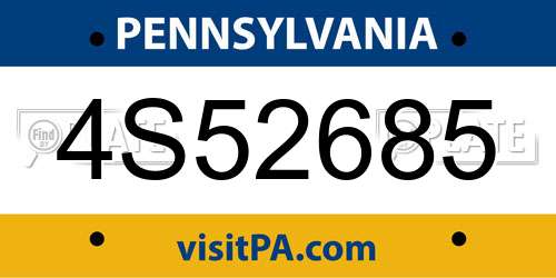 4S52685 Pennsylvania License Plate
