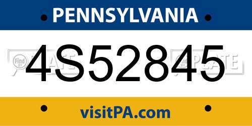 4S52845 Pennsylvania License Plate