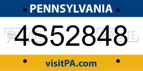 4S52848 Pennsylvania License Plate