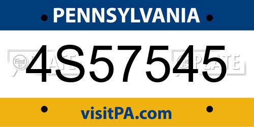 4S57545 Pennsylvania License Plate