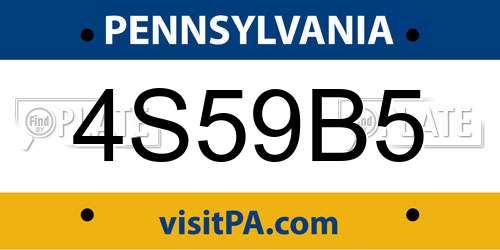4S59B5 Pennsylvania License Plate