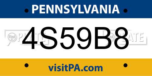 4S59B8 Pennsylvania License Plate