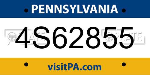 4S62855 Pennsylvania License Plate