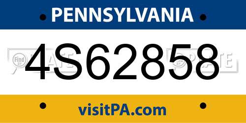 4S62858 Pennsylvania License Plate