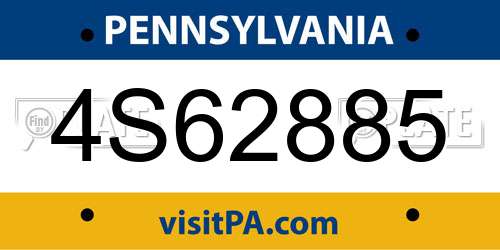 4S62885 Pennsylvania License Plate