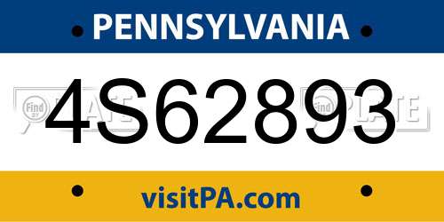 4S62893 Pennsylvania License Plate
