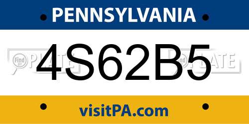 4S62B5 Pennsylvania License Plate