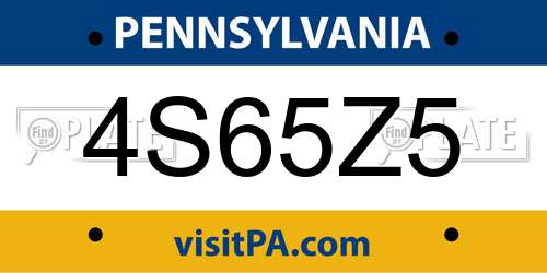 4S65Z5 Pennsylvania License Plate