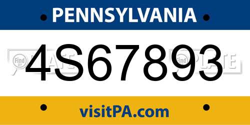 4S67893 Pennsylvania License Plate