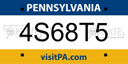 4S68T5 Pennsylvania License Plate