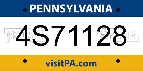 4S71128 Pennsylvania License Plate