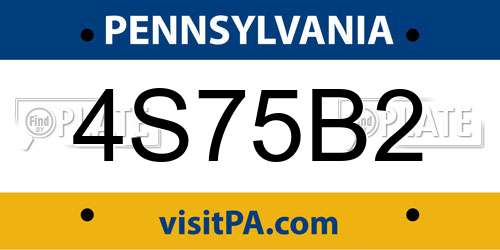 4S75B2 Pennsylvania License Plate